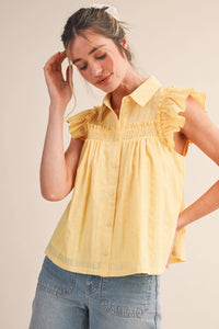 Ruffle Button Down