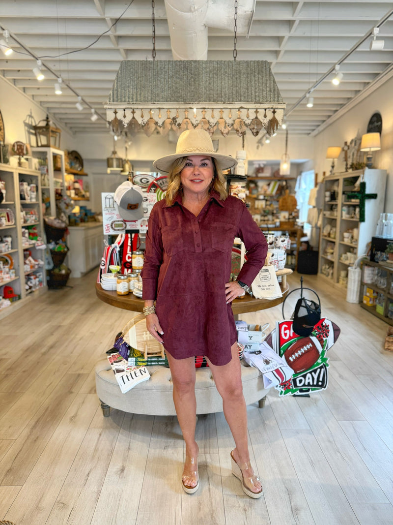 Suede Button Down Dress