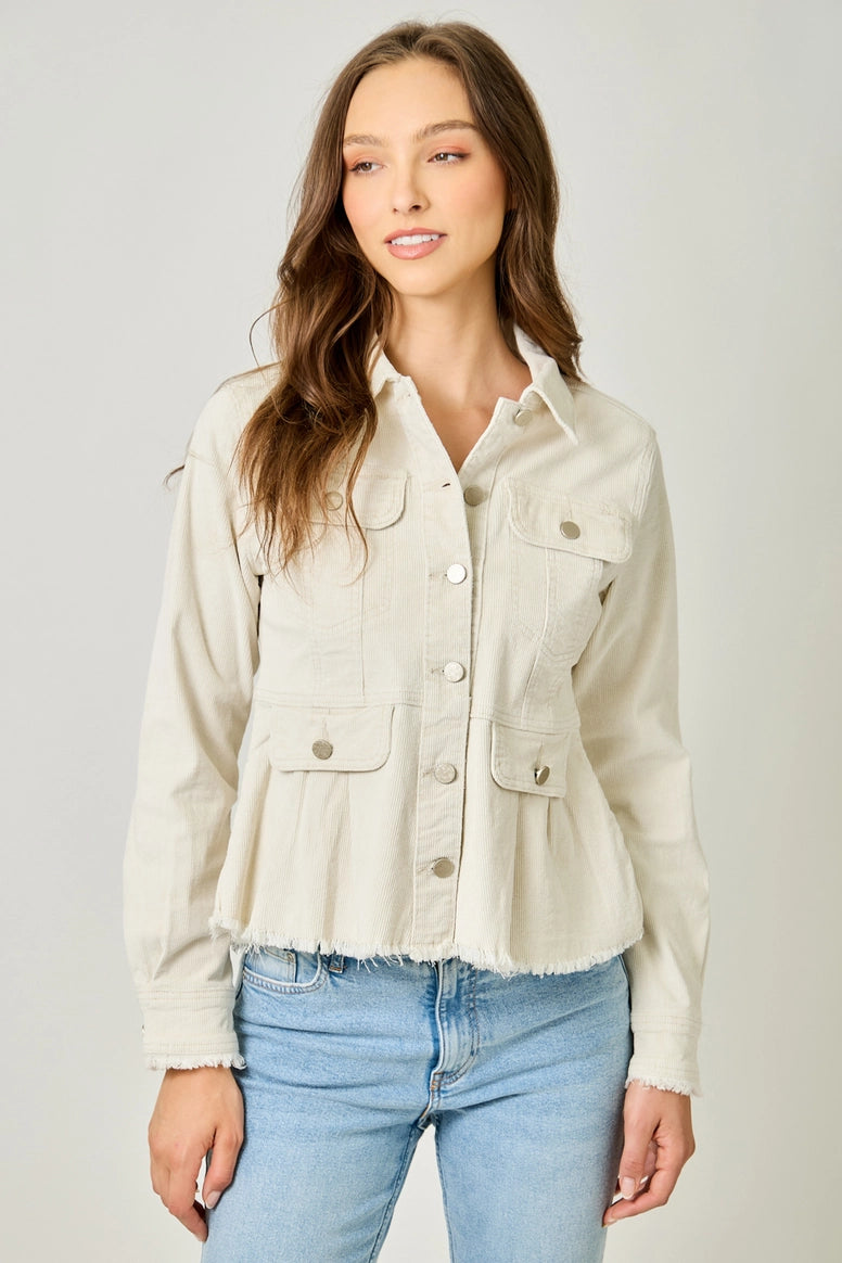 Washed Corduroy Peplum Jacket