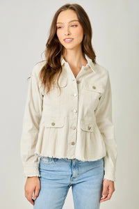 Washed Corduroy Peplum Jacket