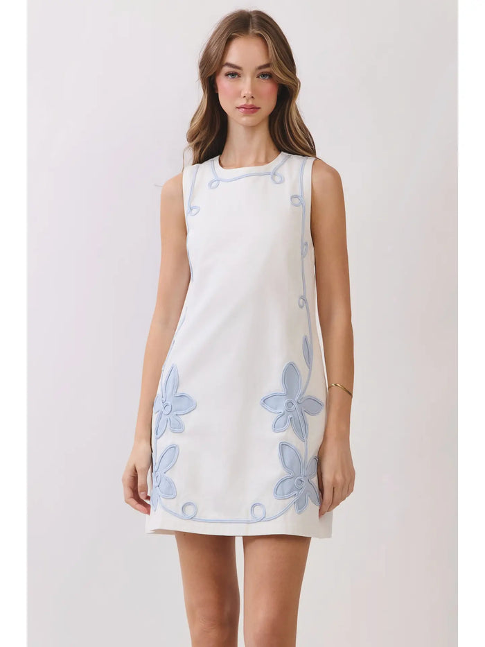 Floral Appliqué Shift Dress