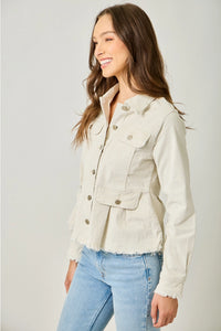 Washed Corduroy Peplum Jacket