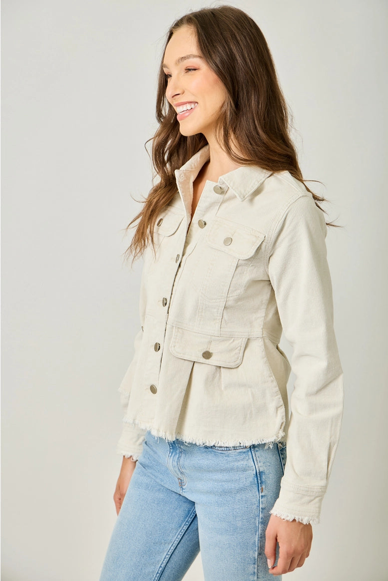Washed Corduroy Peplum Jacket