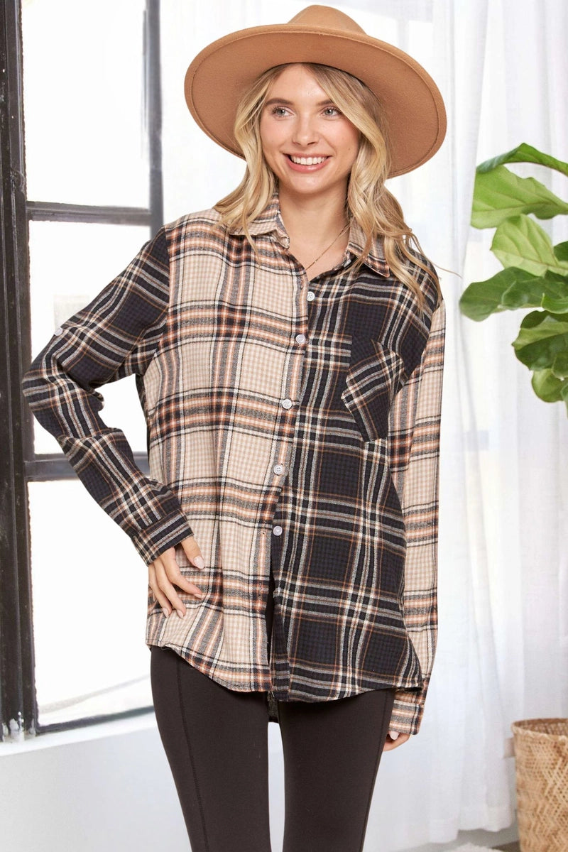 Colorblock Plaid Shirt