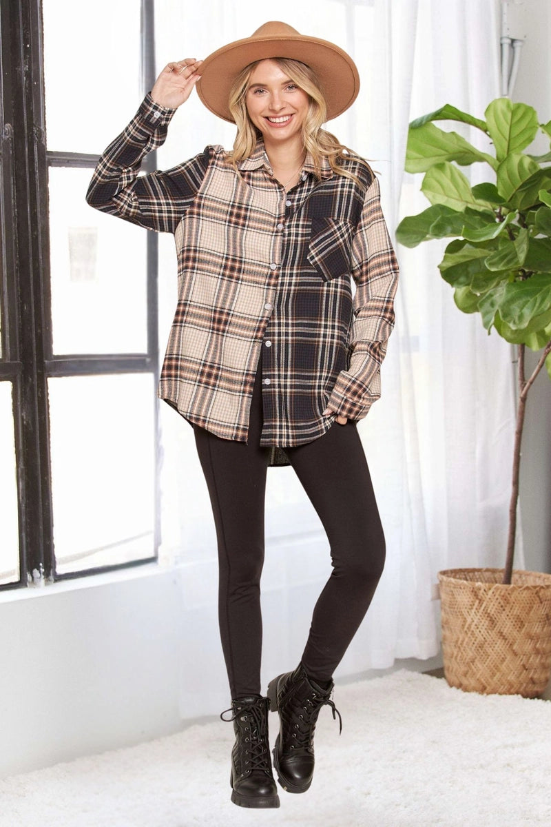 Colorblock Plaid Shirt