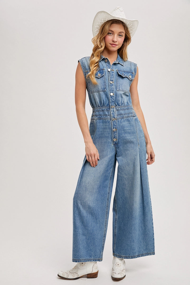 Denim Sleeveless Jumpsuit