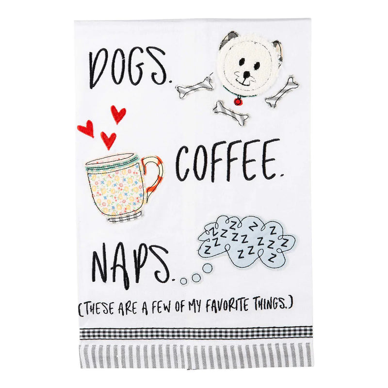 Dogs Coffee Naps Tea Towel