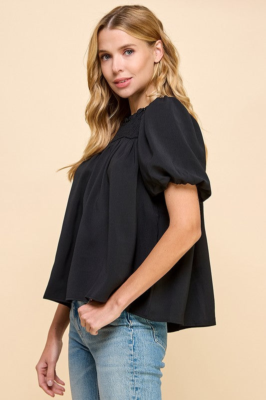 Smocked Puff Sleeve Top