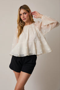 Tiered Mesh Blouse