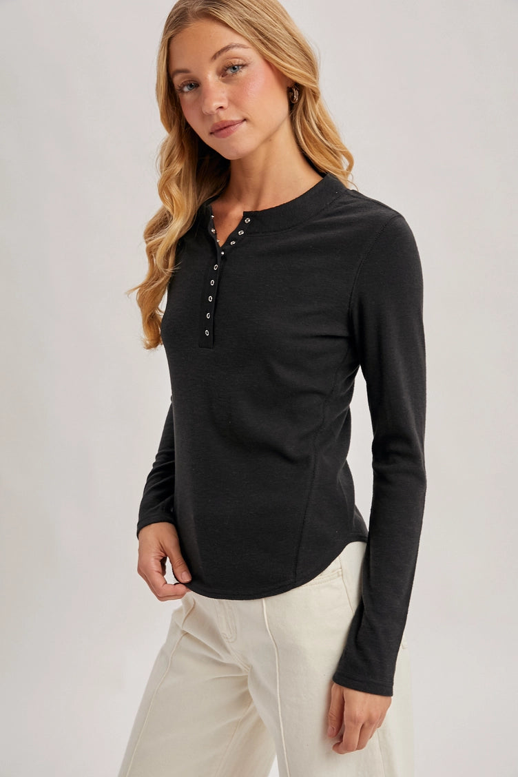 Henley Dolphin Hem Top