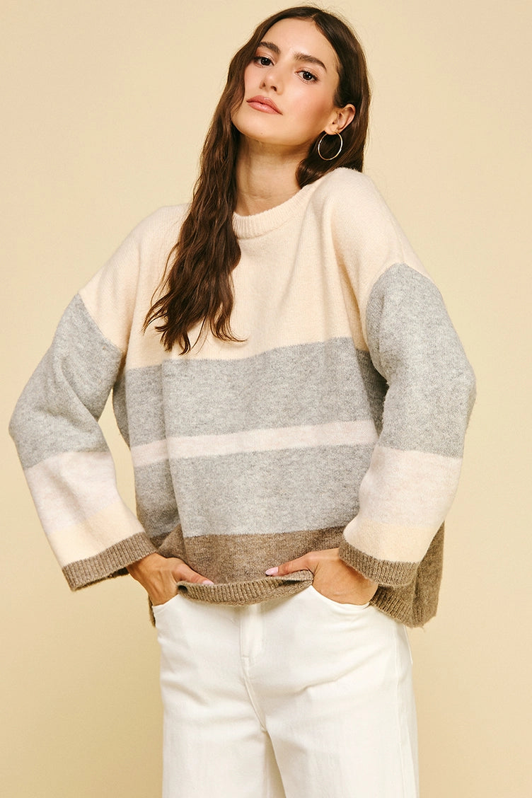 Colorblock Soft Yarn Sweater