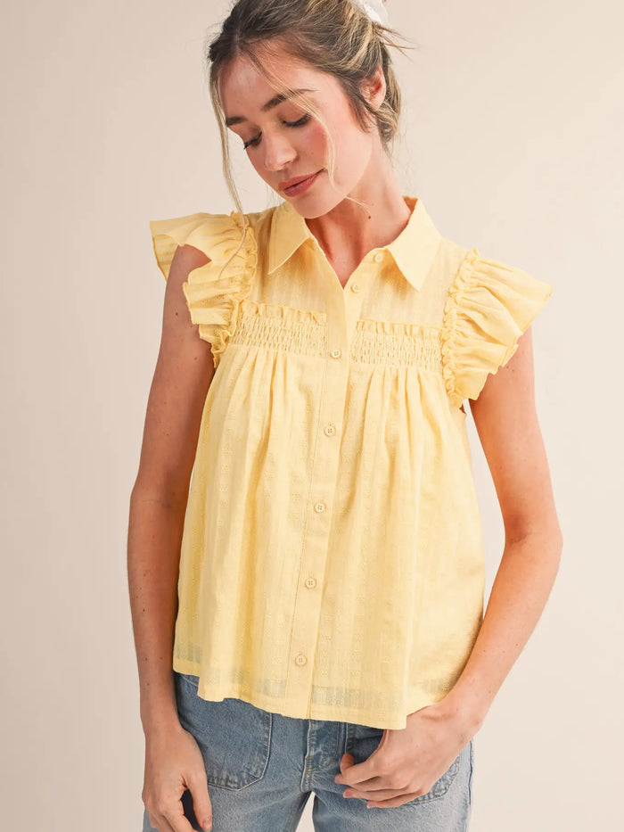 Ruffle Button Down
