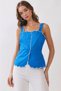 Scalloped Trim Sleeveless Top