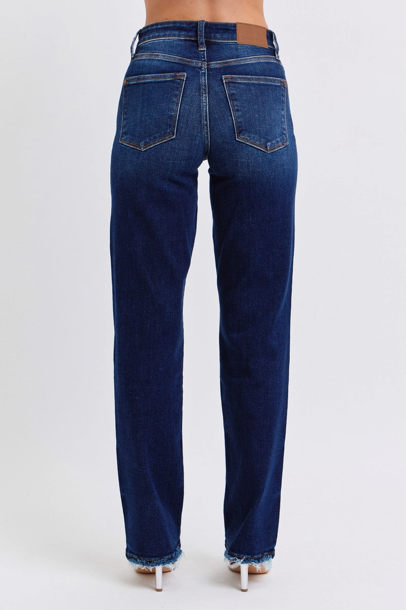 Fray Hem Straight Jeans