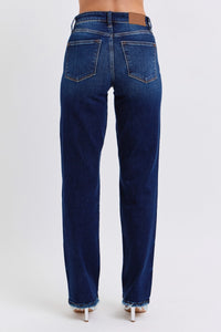 Fray Hem Straight Jeans