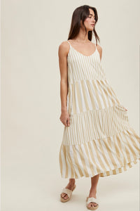 Striped Tiered Midi Dress