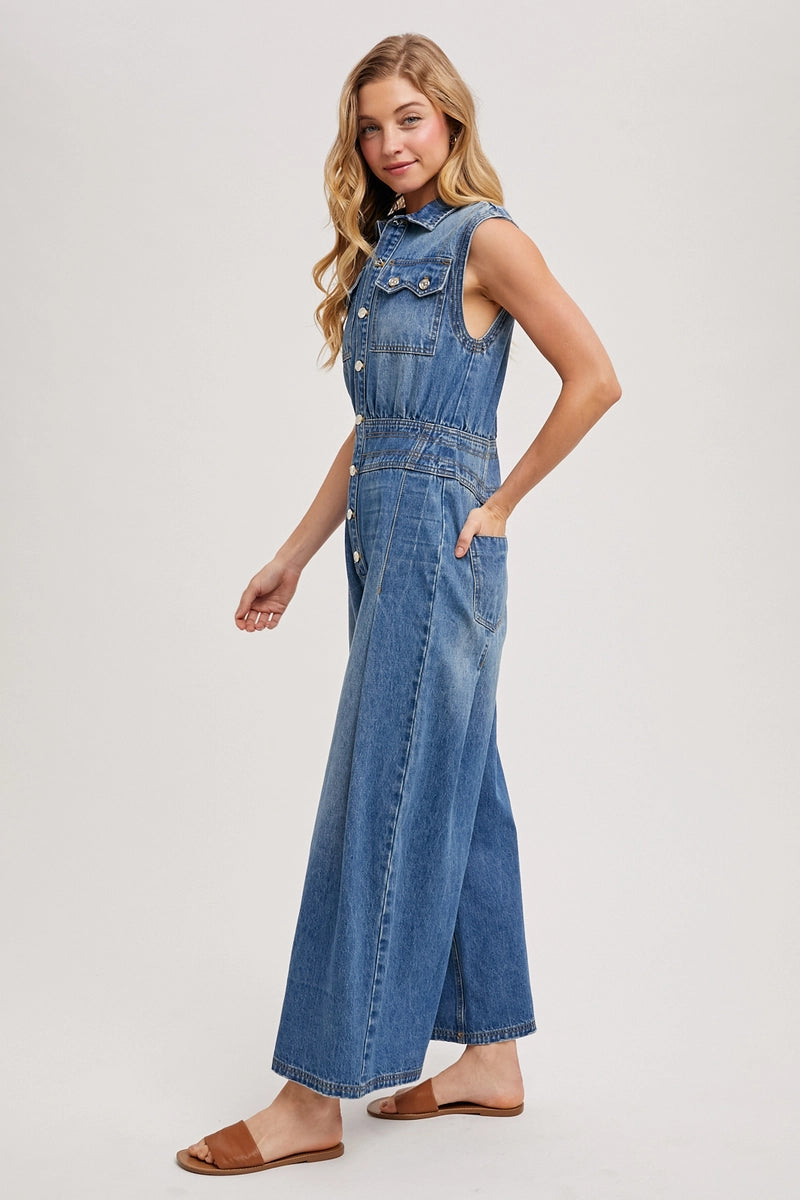 Denim Sleeveless Jumpsuit
