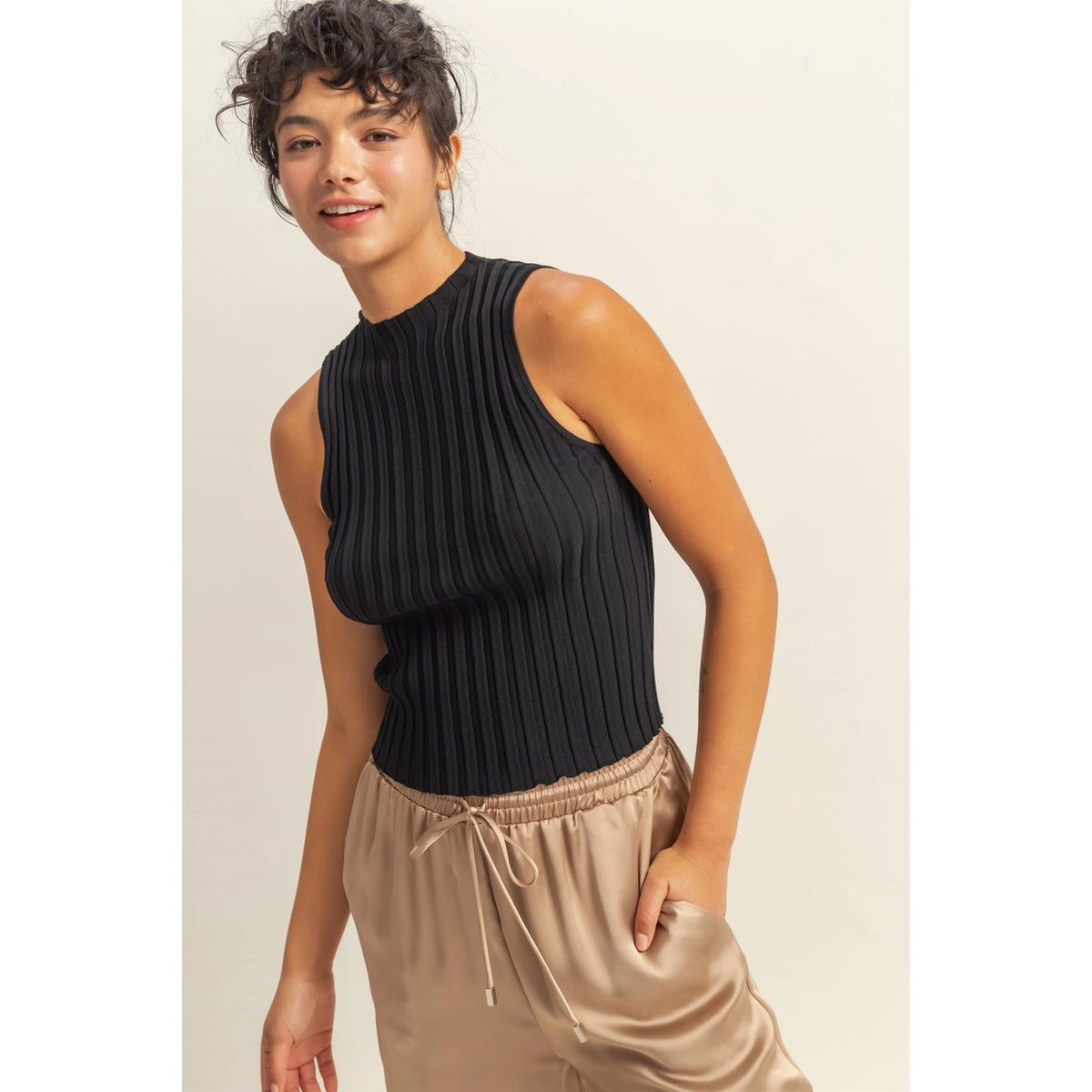 Ribbed Mock Neck Top