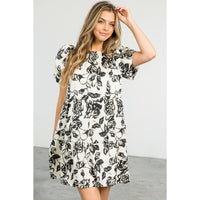 Rose Print Tiered Dress