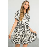Rose Print Tiered Dress