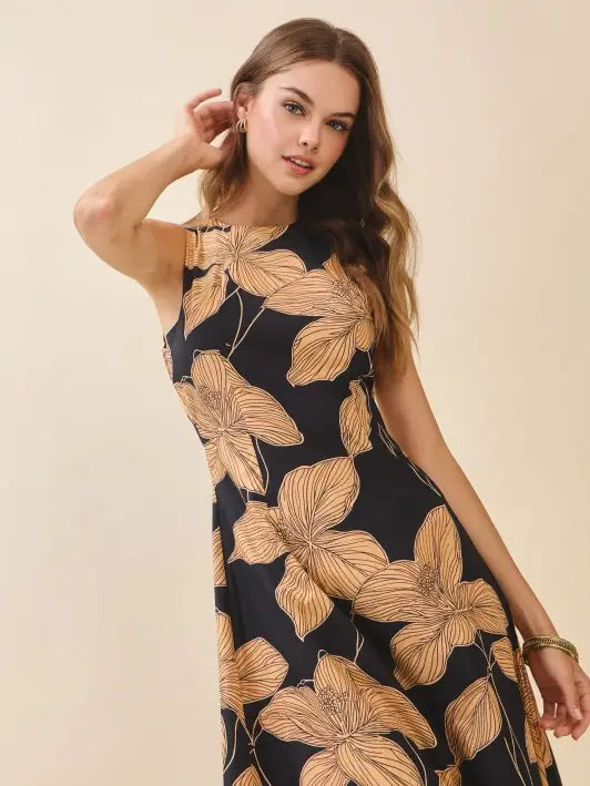 Bold Floral Midi Dress