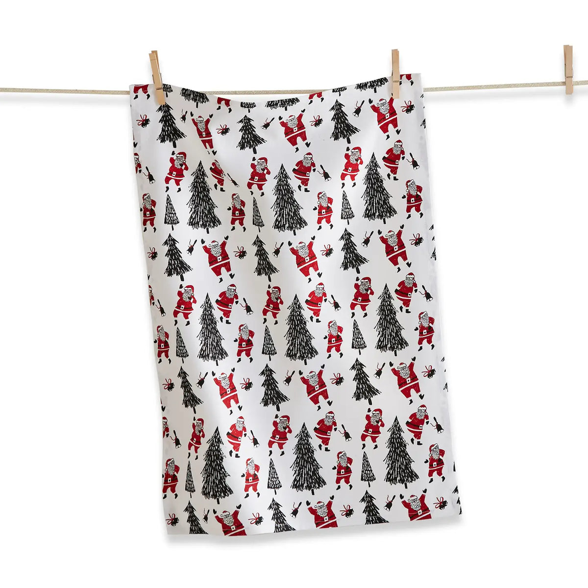 Santa and Trees Dishtowel