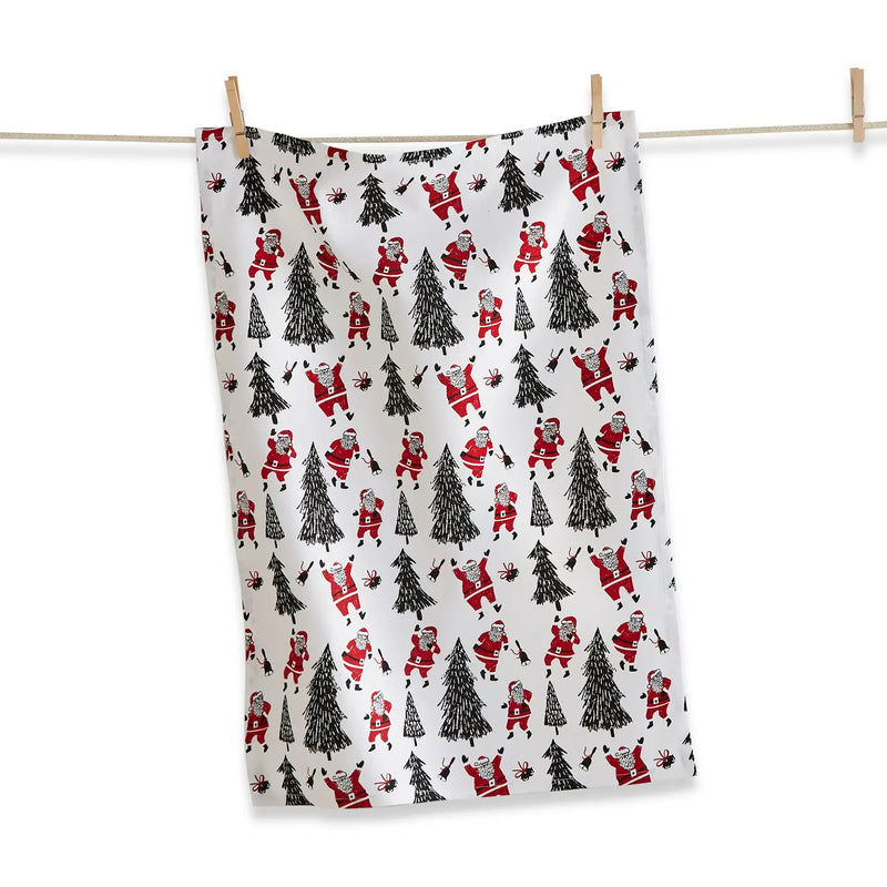 Santa and Trees Dishtowel