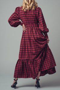 Plaid Belted Maxi Dress