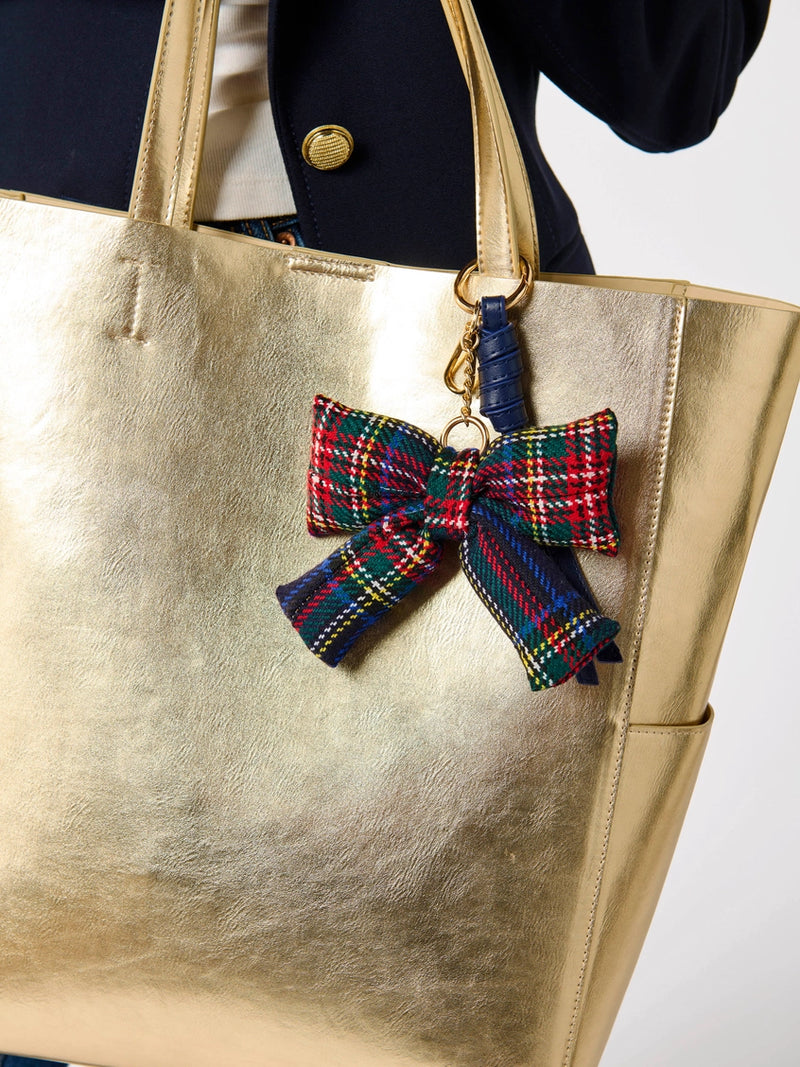 Plaid Bow Bag Charm Keychain