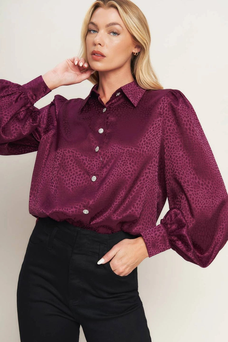 Puff Sleeve Collared Top