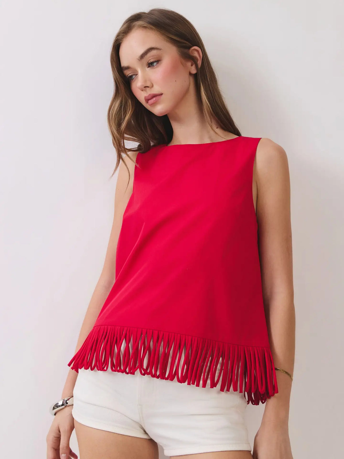 Fringe Hem Sleeveless Top