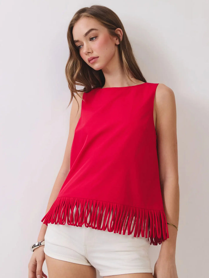 Fringe Hem Sleeveless Top