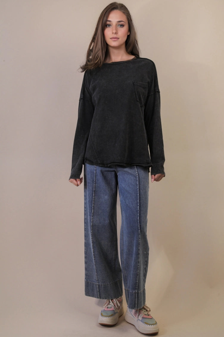 Mineral Washed Knit Top
