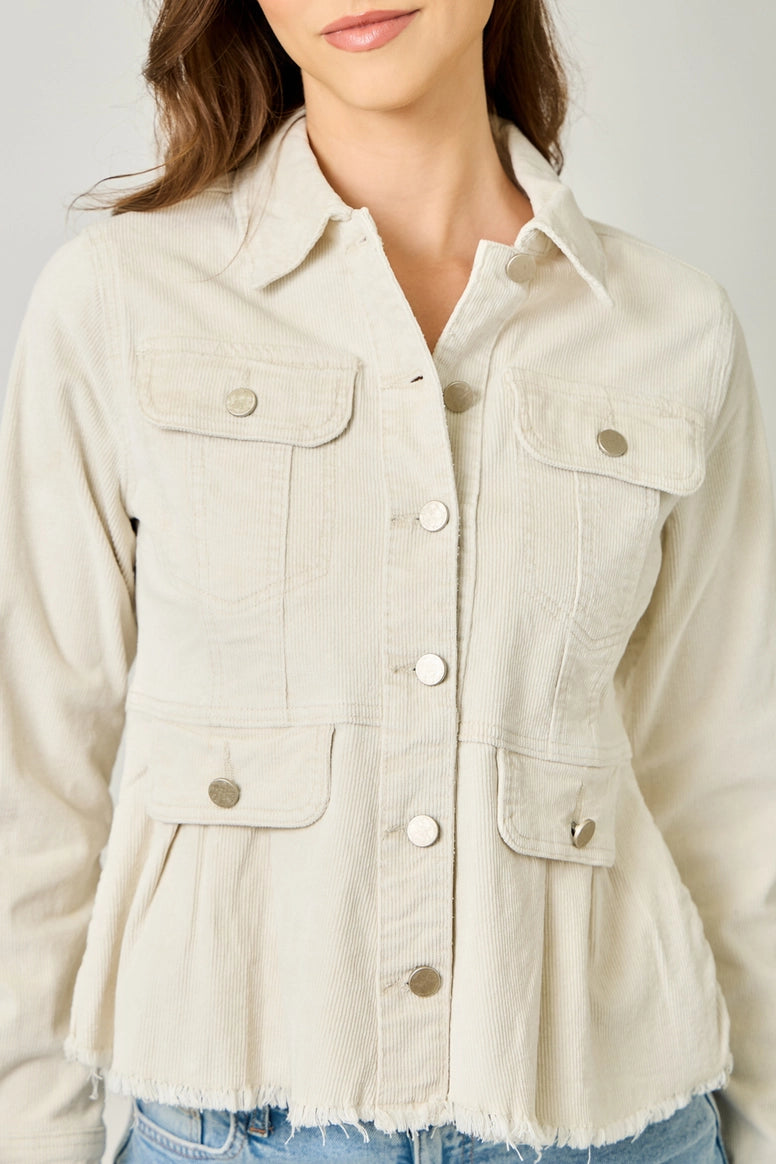 Washed Corduroy Peplum Jacket