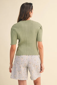 Scalloped Pointelle Cardigan