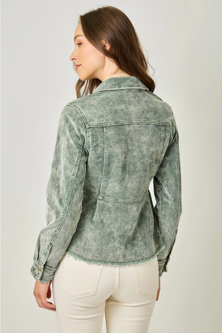 Washed Corduroy Peplum Jacket