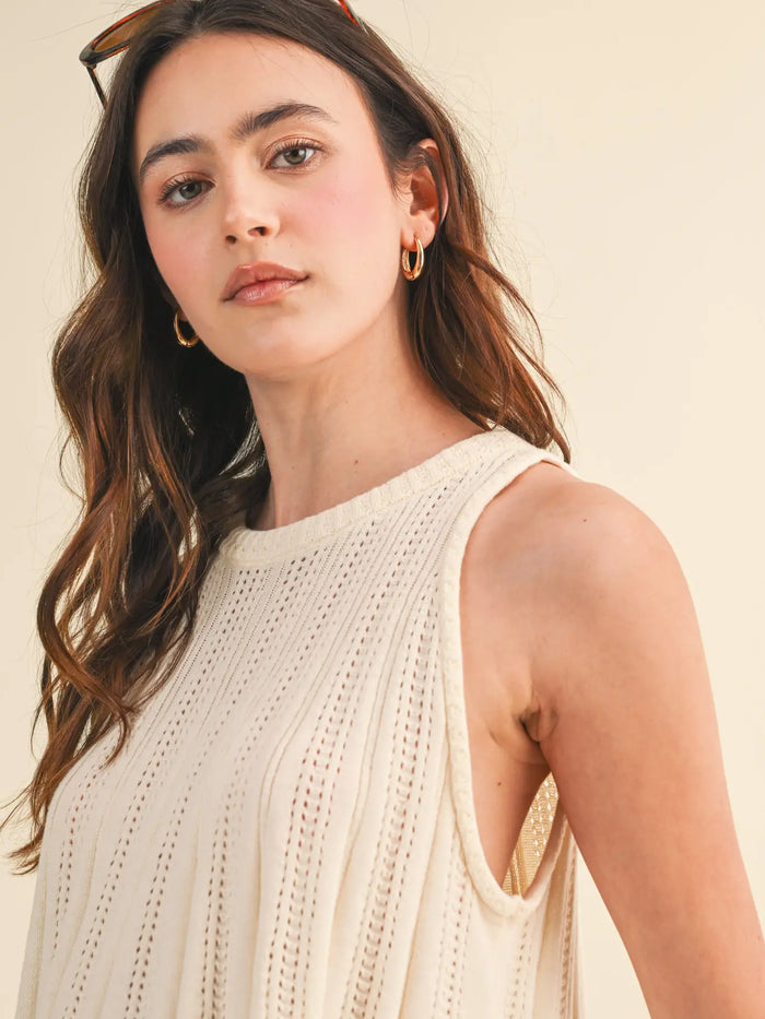 Sleeveless Pointelle Sweater Tank