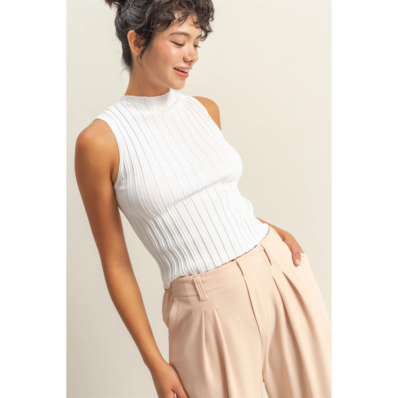 Ribbed Mock Neck Top