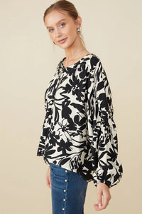 Botanical Print Dolman Top