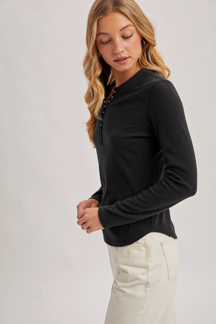 Henley Dolphin Hem Top