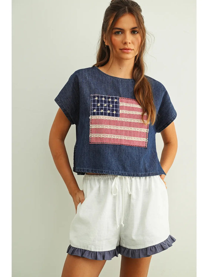 Flag Patch Dolman Top