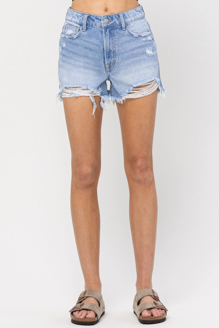 Mid Rise Distressed Shorts