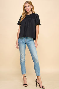 Smocked Puff Sleeve Top