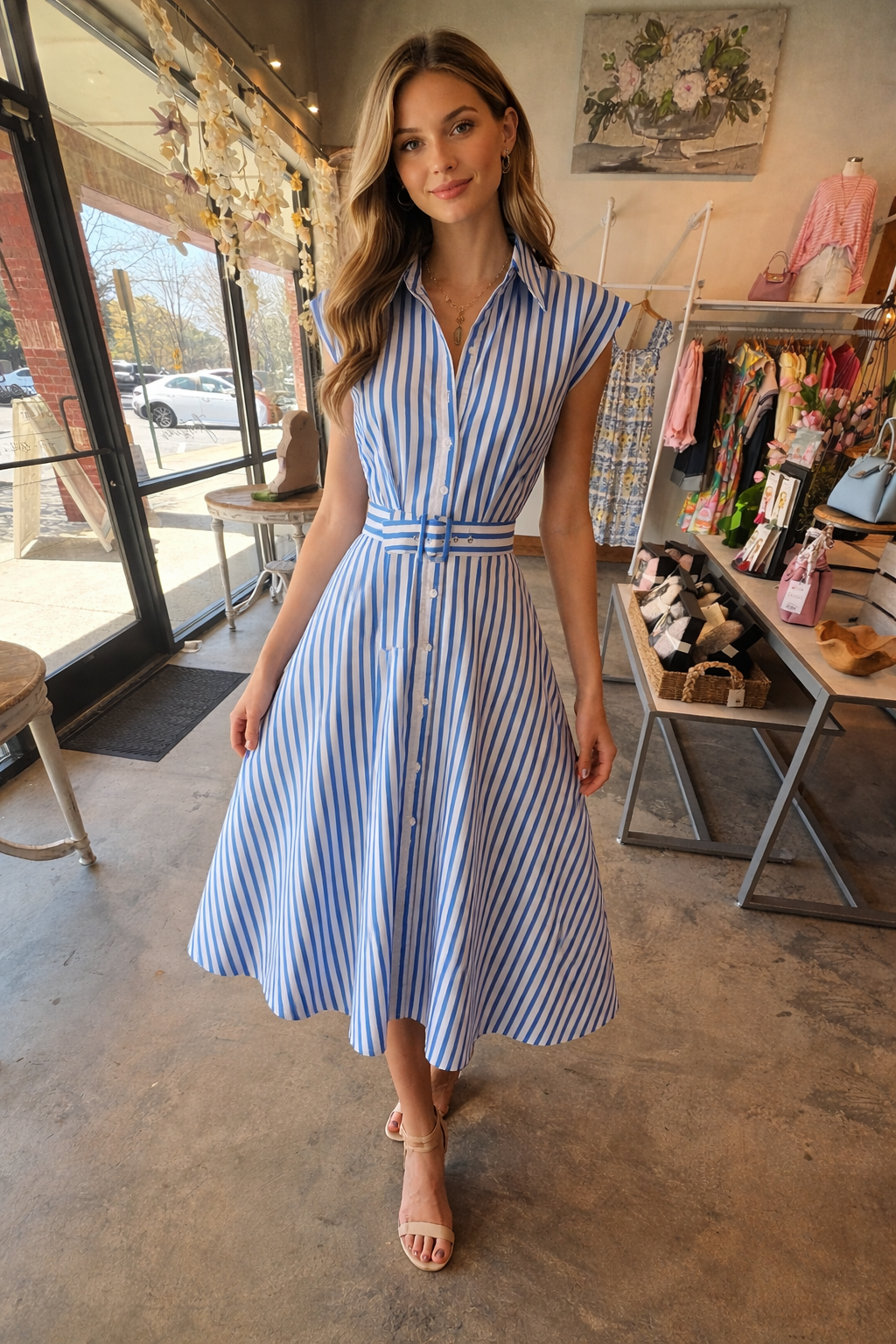 Striped Woven Midi