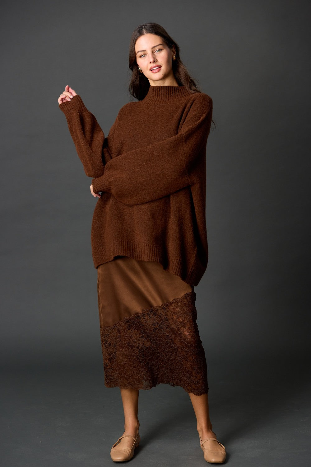 Funnel Neck Oversized Pullover