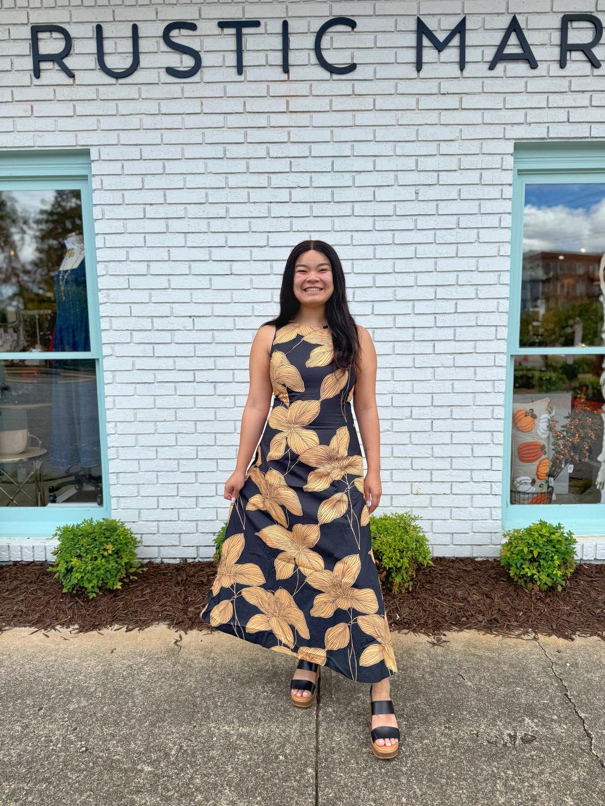 Bold Floral Midi Dress