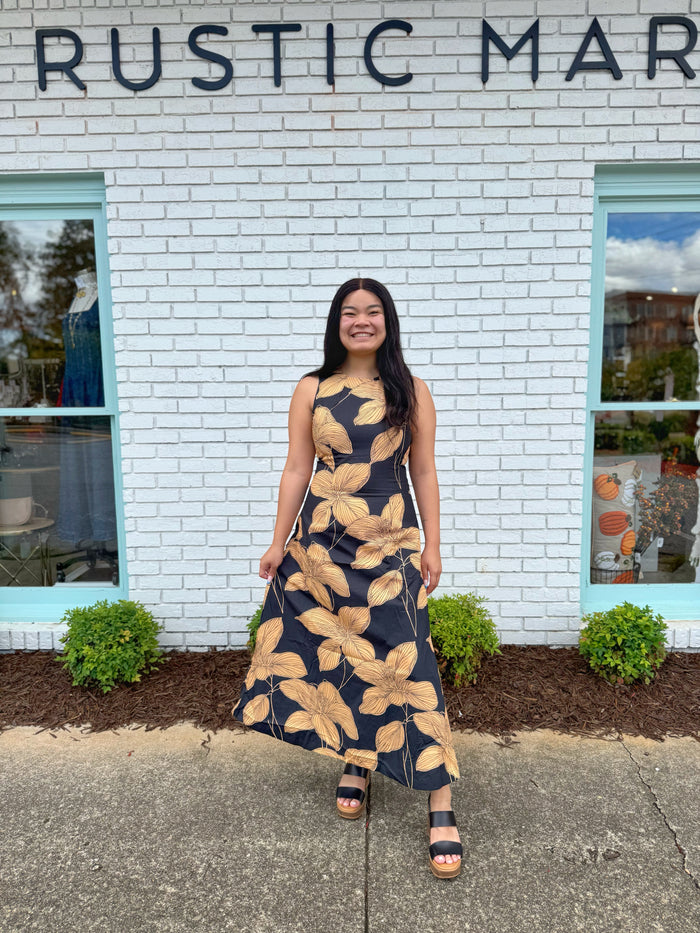 Bold Floral Midi Dress