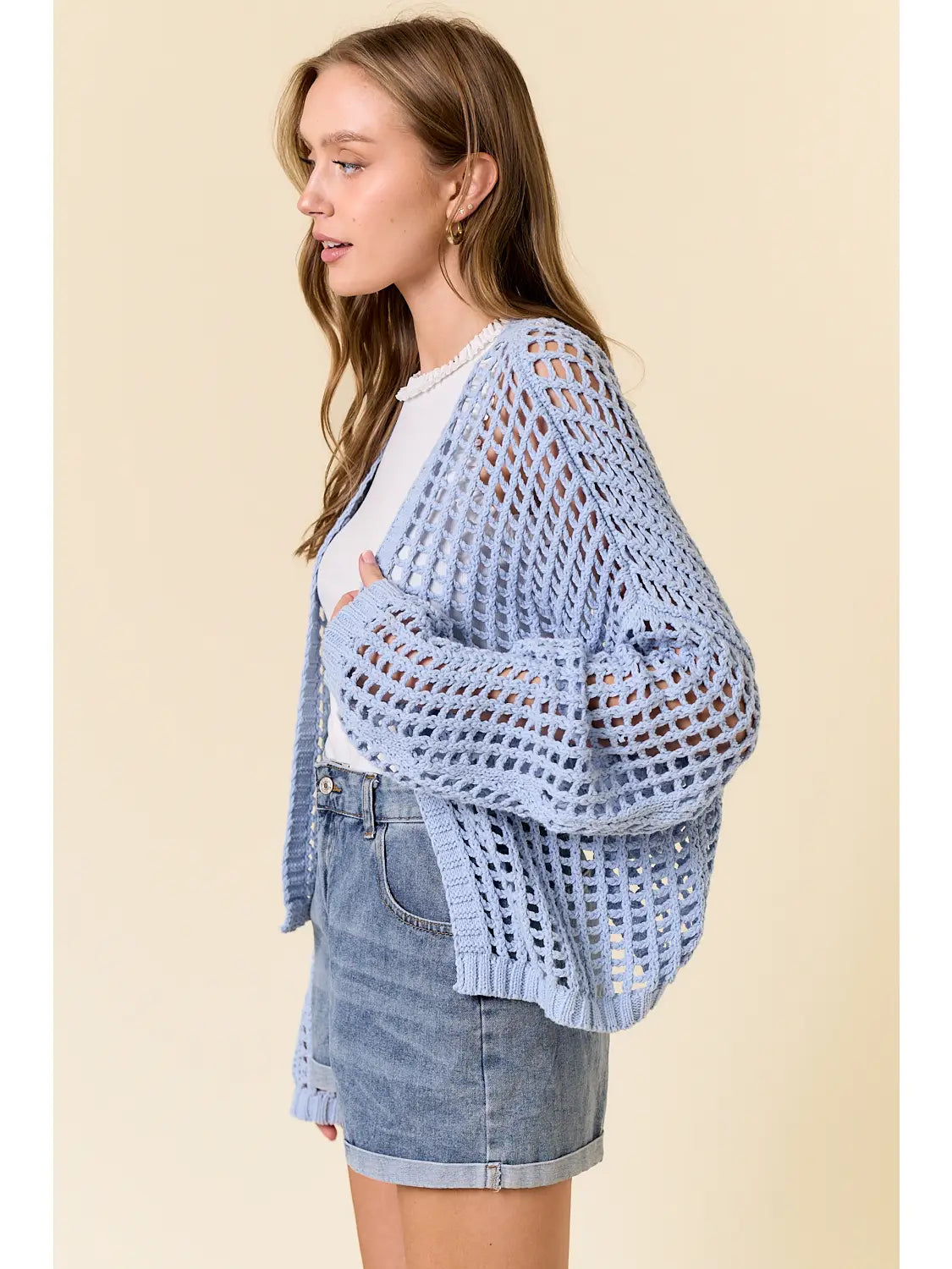 Crochet Fishnet Open Cardigan