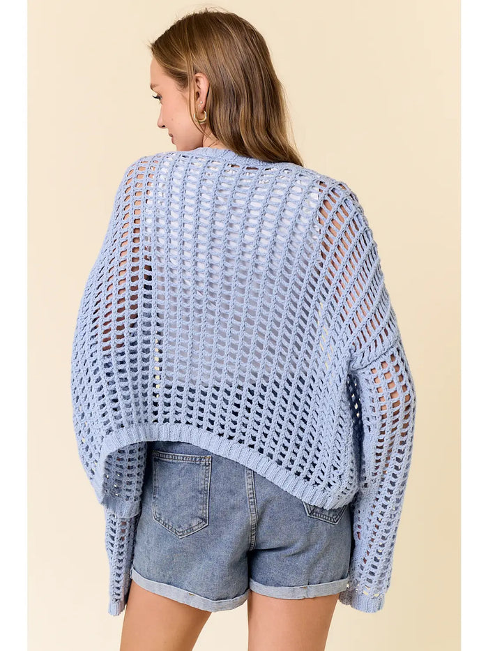 Crochet Fishnet Open Cardigan