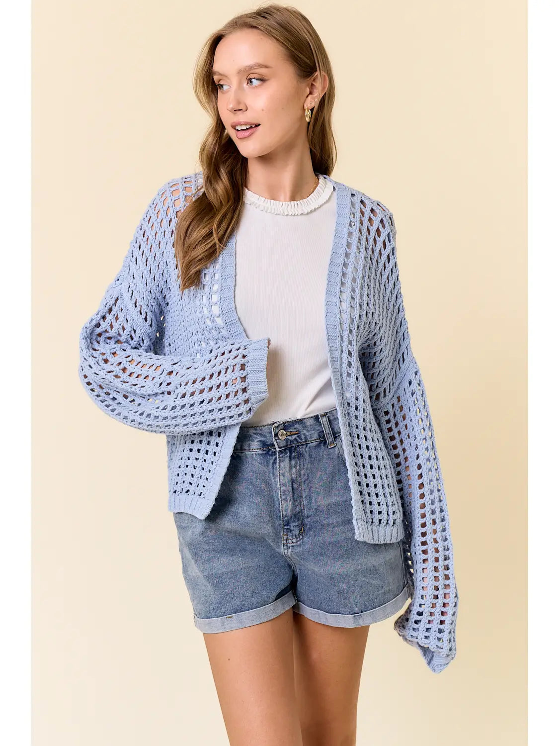 Crochet Fishnet Open Cardigan